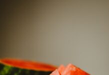 여름철 건강한 식습관 유지하기 watermelon slice on white ceramic plate